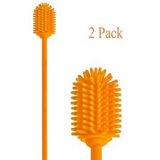 2PCS Cleaning Brush Cleaner Silicone Bottle for Hydro Flask Baby Water,Orange