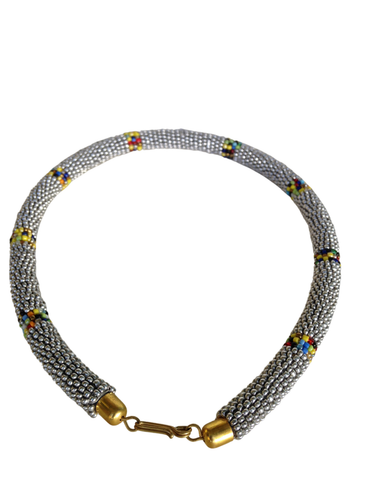 Juego de Gargantilla Pulsera Hecha a Mano Étnica Africana Masai Joyería Plata - Imagen 5 de 7