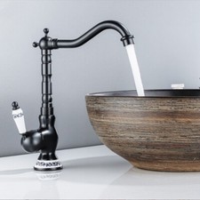 Black Brass Swivel Bathroom Kitchen Bar Sink Faucet Hot Cold Mixer Tap ssf914