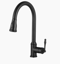 AKDY Easy-Install Single-Handle Pull-Down Sprayer Kitchen Faucet Matte Black