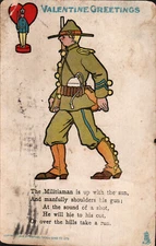 Antique 1906 VALENTINE GREETINGS POSTCARD Military, Raphael Tuck & Sons Srs A