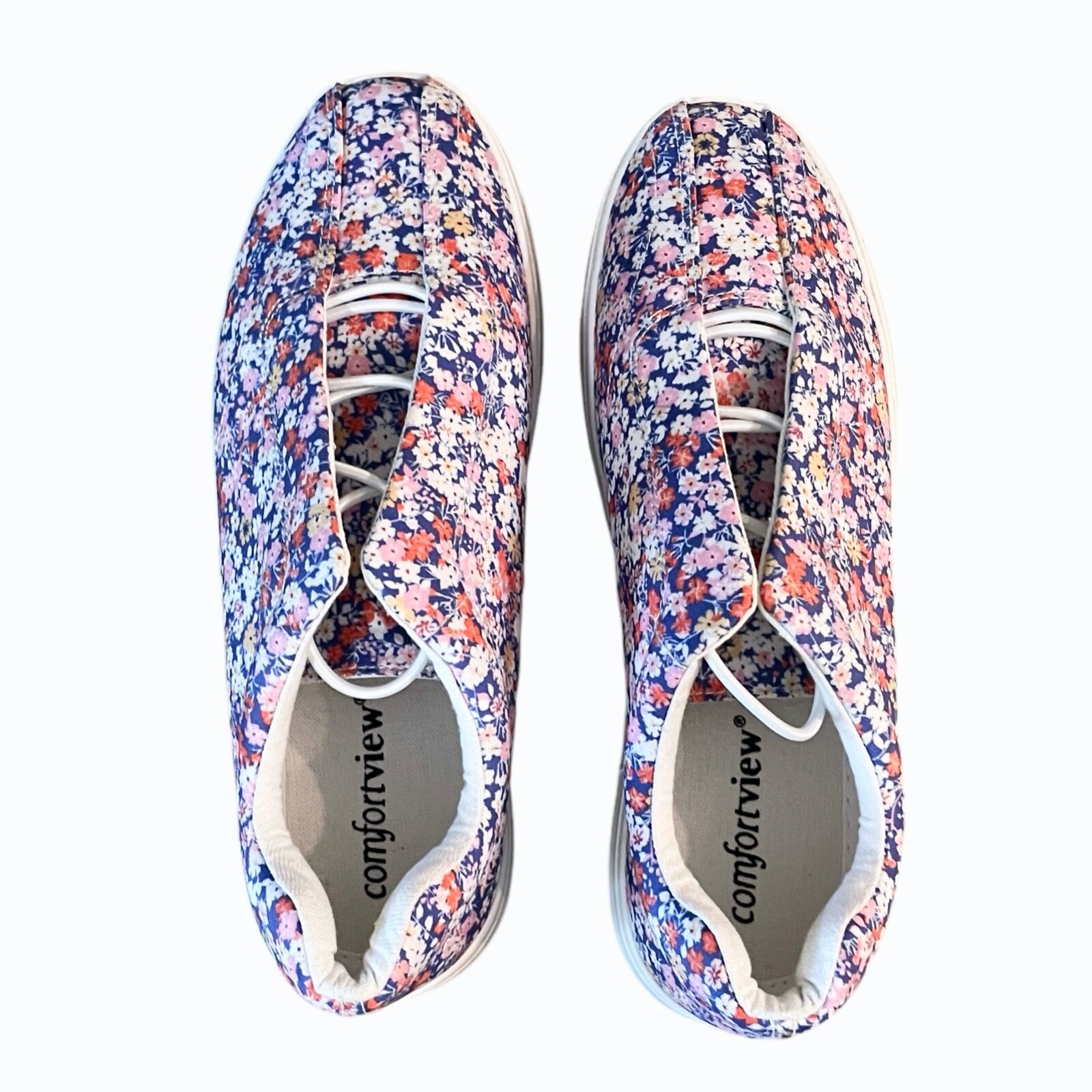 Comfortview Womens Slip On Sneaker Size 7.5 WW Double Wide White Purple