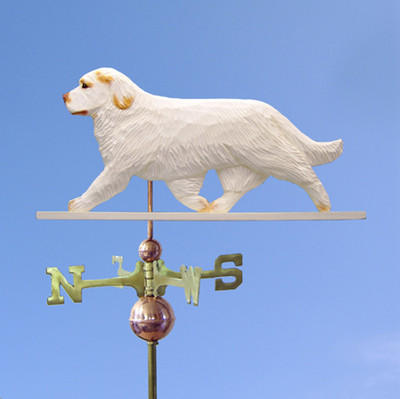 Clumber Spaniel Handgeschnitzt Handbemalt Linde Hund Wetterfahne Orange