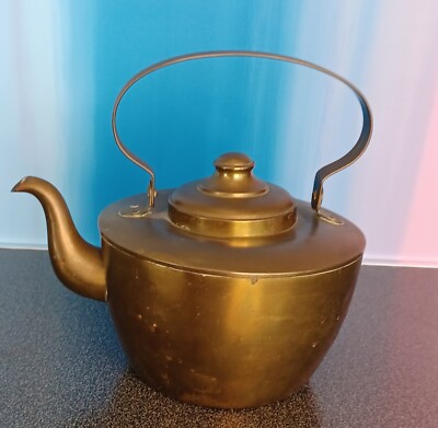 Vintage brass Tea Kettle: handle & spout