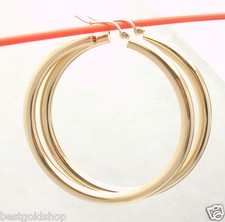2" 4mm X 50mm Large Shiny Plain Hoop Earrings REAL 10K Yellow Gold FREE SHIPPING