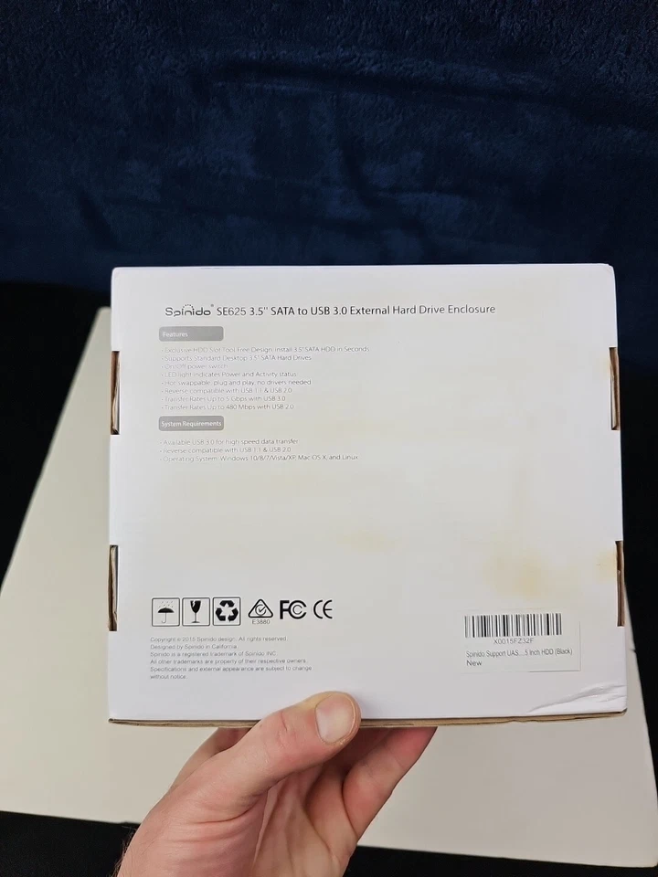 Spinido 3.5 Inch SATA to USB 3.0 External Hard Drive Enclosure BLACK NEW - Image 3 of 4