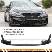 For 15-2020 BMW F80 M3 F83 F82 M4 Gloss Blk Performance Front Lip + Splitter Kit