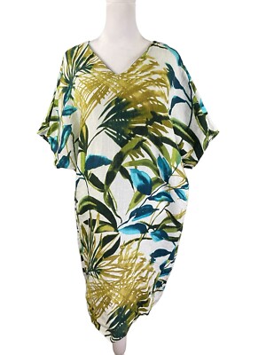 Chico's 1 (US 8/10) Linen Palm-Print Tunic Wedge Dress Dolman Sleeves Knee Lengt | eBay Chico's 1 (US 8/10) Linen Palm-Print Tunic Wedge Dress Dolman Sleeves Knee Lengt | eBay