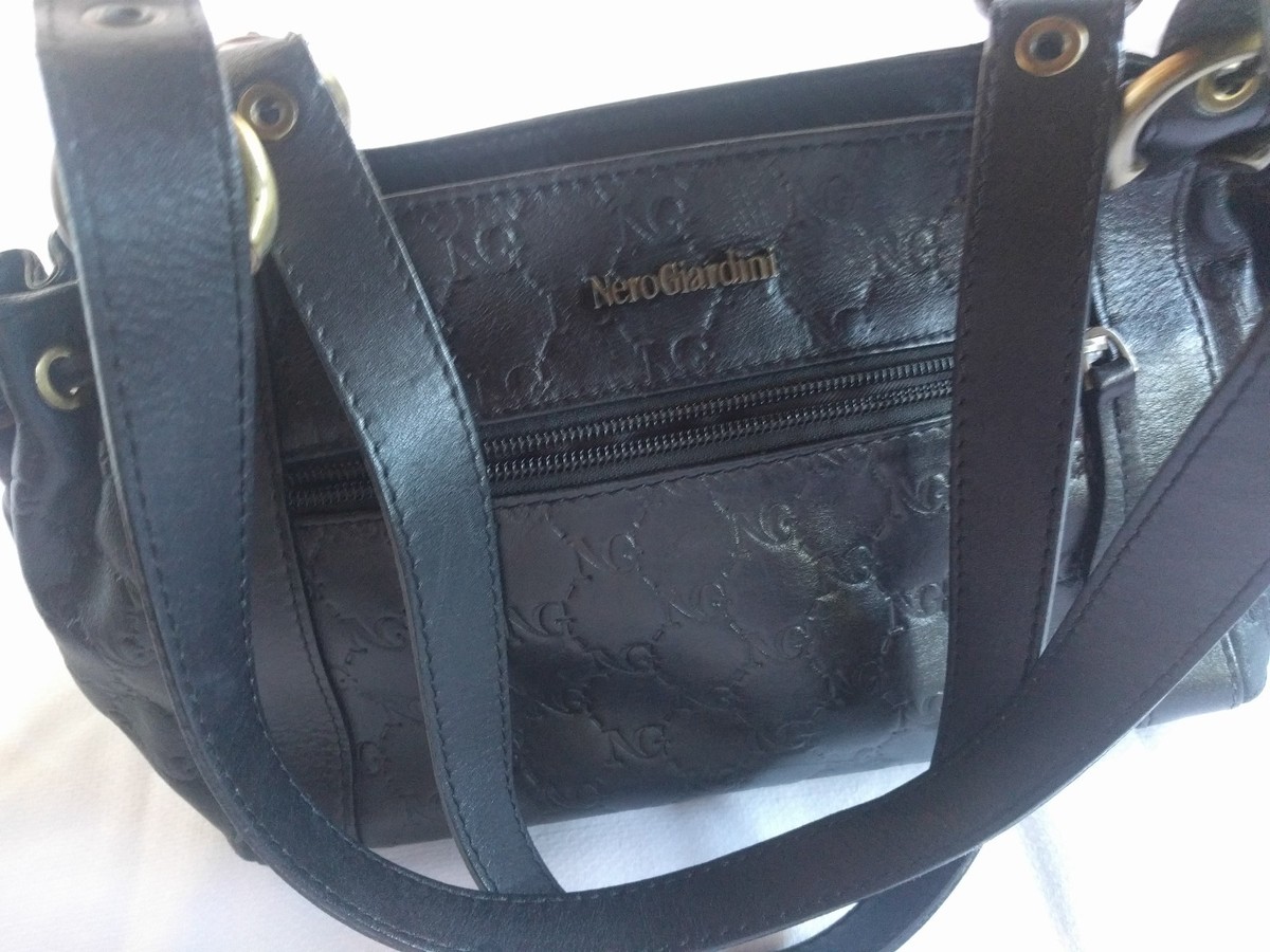 NINO GARDINI DESIGNERS EMBOSSED LEATHER BAG TWO LONG SHOULDER