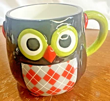Large Owl Mug Coffee/Soup Mug Harry and David Orange Pattern