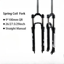 MTB Bicycle Supension Spring Coil Forks 26/27.5/29in Straight Tube Quick Release