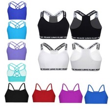 Girls Dance Crop Top Dancewear Ballet Jazz Gymnastics Sport Tank Tops Workout