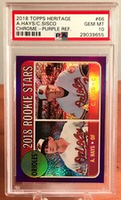 2018 Topps Heritage Austin Hays Chance Sisco Rookie RC Purple Refractor PSA 10