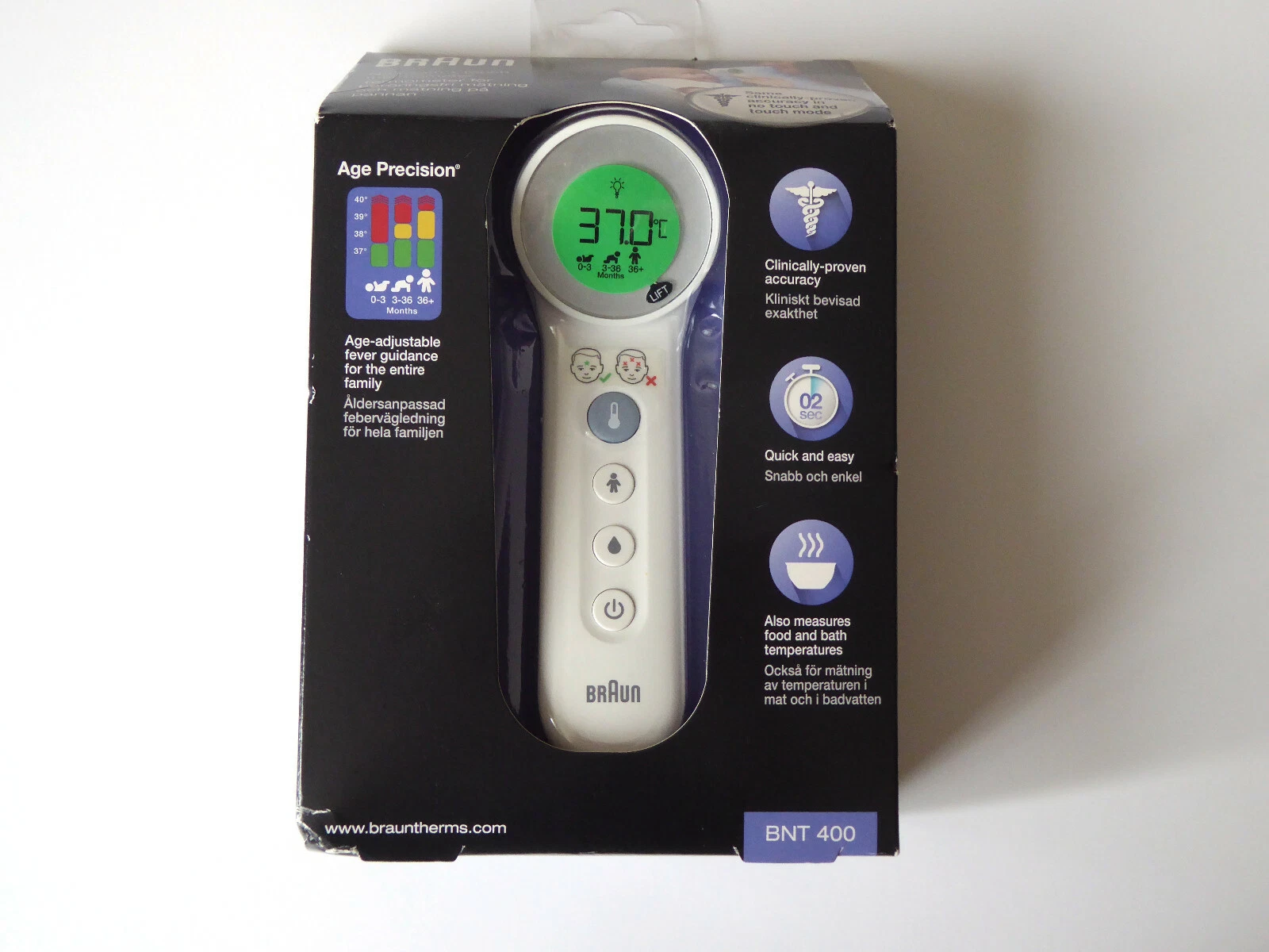 Braun No Touch + Touch Thermometer with Age Precision, BNT400
Opens in a new window or tab