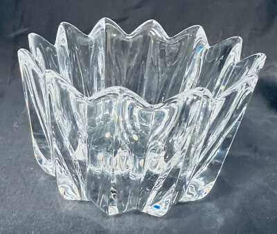 Hand Blown Orrefors Sweden Crystal Glass Bowl Multi Point Star Signed!