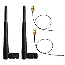A 25CM RP-SMA MHF4/IPX Pigtail and 2PCS Dual Band Wireless 2.4G/5G WiFi Antenna