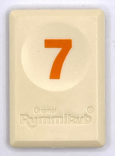 Rummikub Fliese orange 7 Spiele Ersatz glatte Zahl graviert Rückseite Pressman