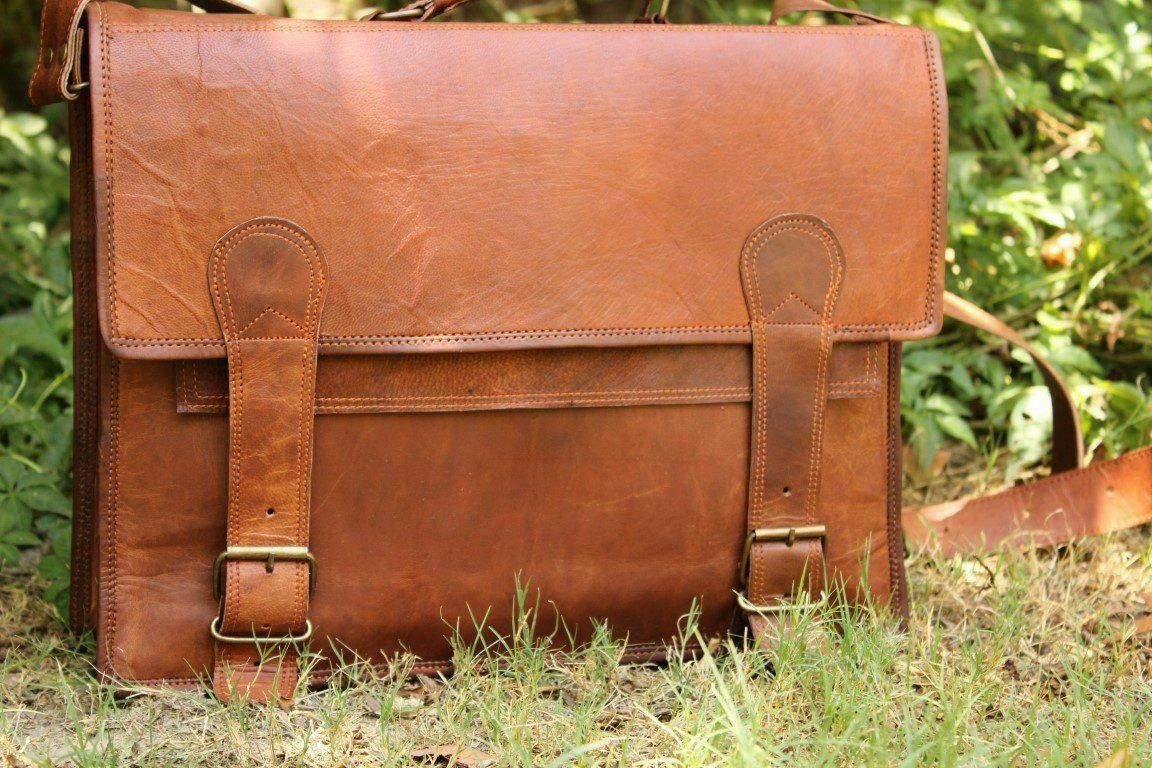Mens Genuine Vintage Leather Satchel Messenger Man Hand Bag Laptop Briefcase Bag