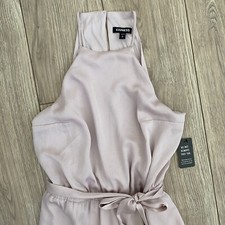 NWT EXPRESS TRUFFLE PINK RUFFLED ASYMMETRICAL HALTER DRESS size SMALL