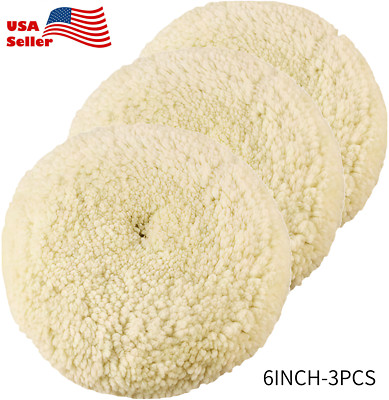 6'' Wool Buffing Pad Double Side 5/8-11Thread 2-Sided  Cutting Polishing Pad 3PCS
