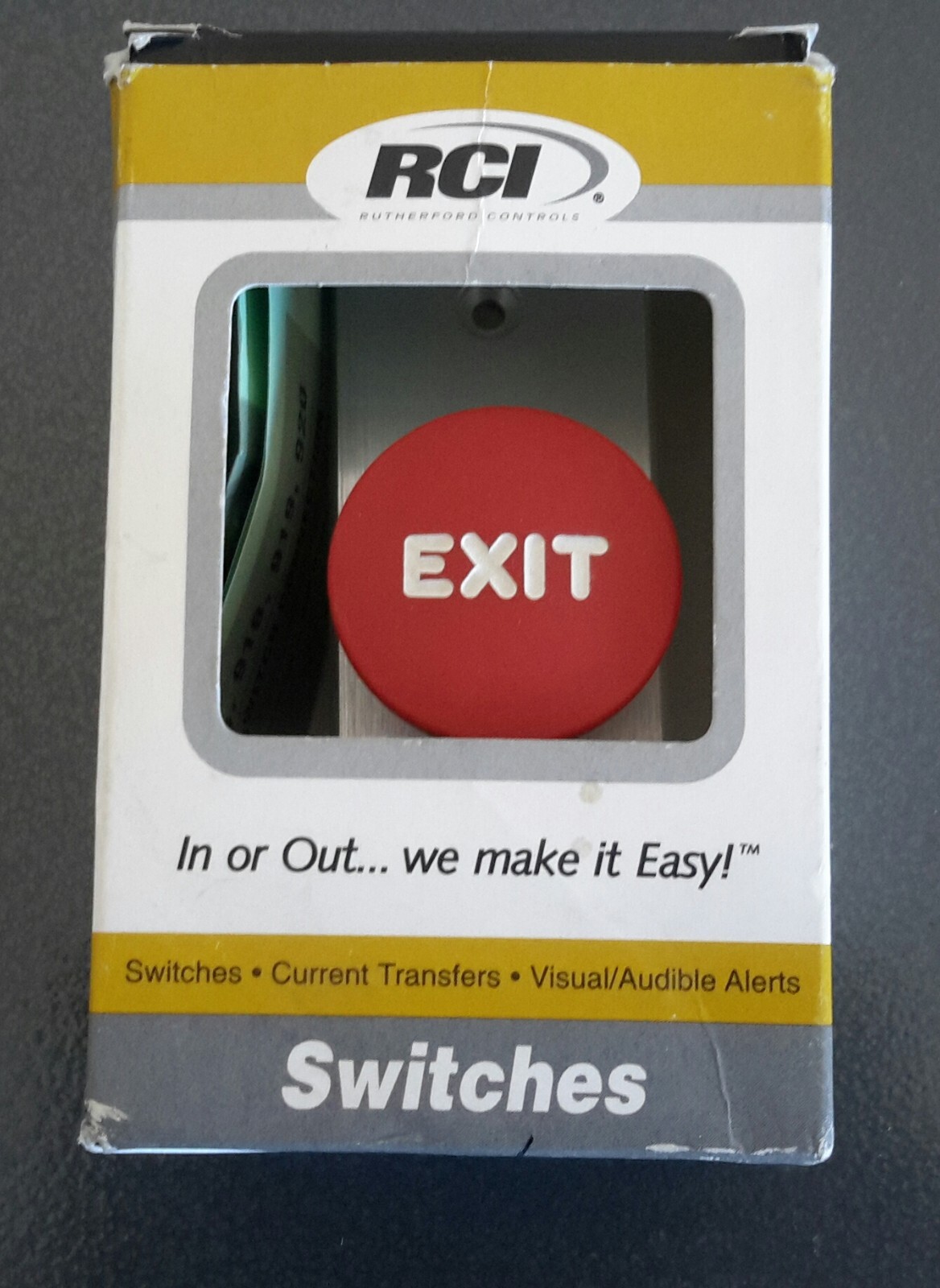 RCI 918N-MO-28 Tamper-Resistant Exit Pushbutton, Narrow, Momentary Switch Mode
