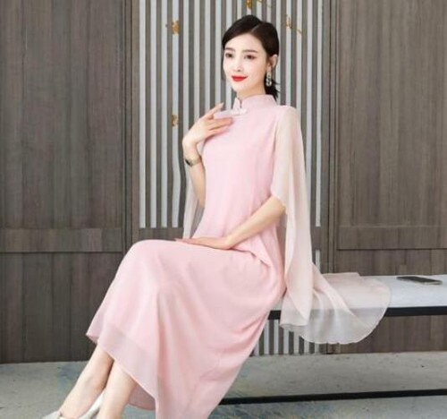 Mujeres Chifón Vestido Largo Noche Fiesta Vestido Chino Verano Hanfu Cheongsam Lo último - Imagen 11 de 12