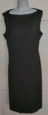 APOSTROPHE gray Herringbone Tweed Poly Blend Straight Pencil Sheath Dress 16