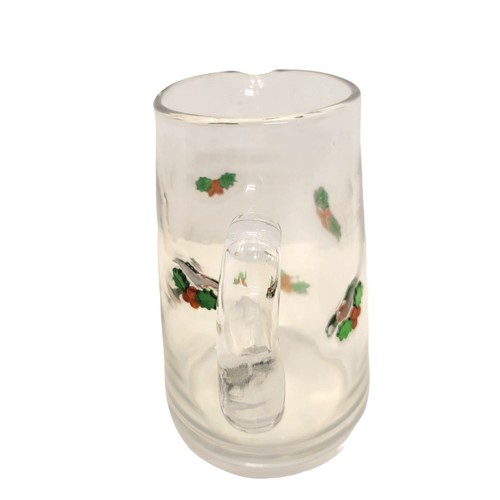 Vintage Artland Williamsburg Holly Days Design 48 Oz Blown Glass Pitcher - Picture 3 of 10