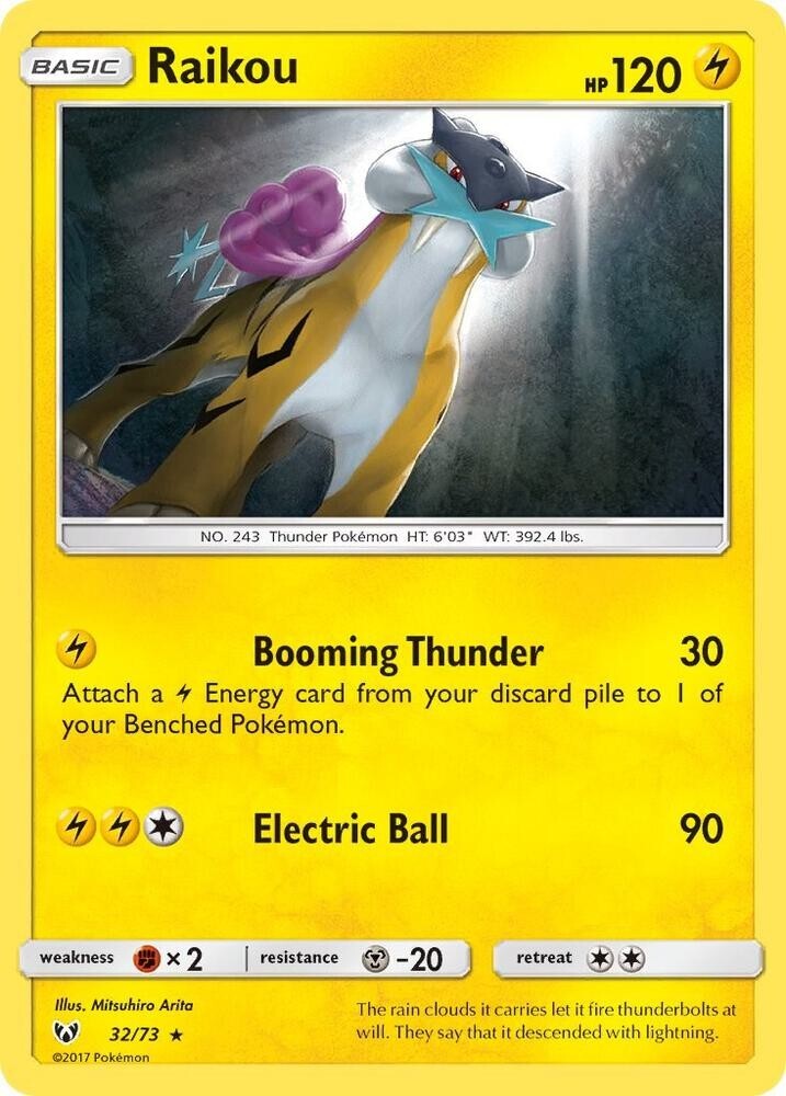 2017 Pokemon Raikou 32/73 Holo - Shining Legends - EN - NM
