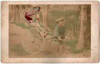 Japan.Japan.Original Aquarellalbum Foto 9x13,5cm.Geishas und Rikscha 7.