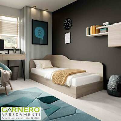 Letto contenitore 82x190cm reversibile senza rete-materasso rovere