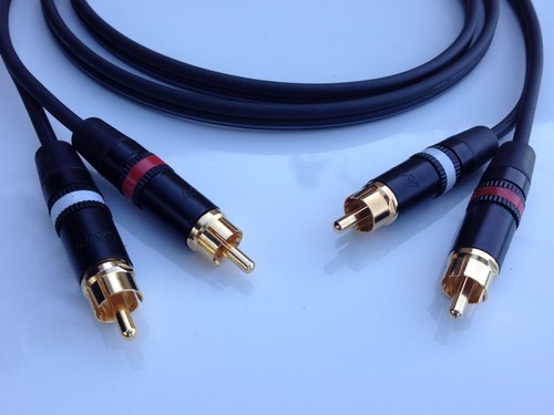 3FT Mogami with Neutrik Rean Gold Phono RCA Cable Red - White Color Code - Picture 2 of 6