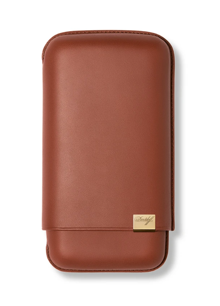 ダビドフ　シガレットケース Davidoff Brown Smooth Leather Triple XL Cigar Case / Pouch
