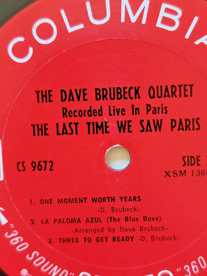 Dave Brubeck квартет - последний раз мы видели Париж (виниловая пластинка, 1968) LP EX - Изображение 4 из 4