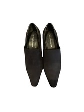 Donald J Pliner Black Pointed Toe Pumps Low Kitten Heel Slip On Leather Women 7