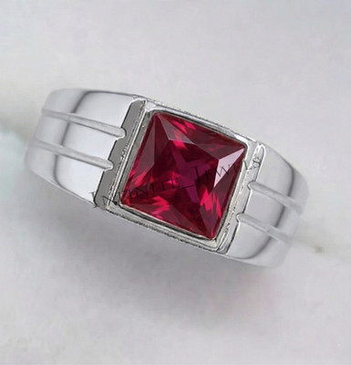 Men's Ruby Engagement Ring 925 Sterling Silver Red Gemstone Ring Gift for Him