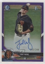 2018 Bowman Draft Chrome Pick Purple Refractor /244 Jake Wong #CDA-JW Auto fm0