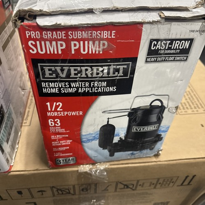 #ad Everbilt 1 2 HP Cast Iron Sump Pump Model # HDS50 USED. $67.50