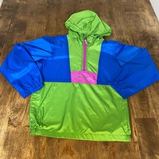 Columbia sportswear green blue quarter zip youth windbreaker jacket SIZE S