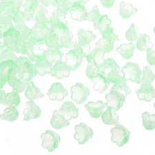 Glass Trumpet Flower Beads, 100 Pcs Gradient Flower Bead Charm, Grass Green