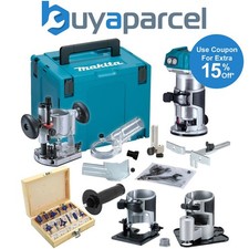 Makita DRT50ZJX3 18v Cordless Brushless Router Trimmer + Plunge Base + 12pc Set