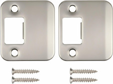 2 Pack Extended Deadbolt Strike Plates Door Lock Reinforcement w Screws Nickel