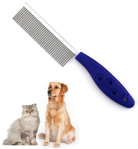 Pets Cats Dogs Comb with Soft Grip Handle, Grooming Comb Durable Stainless Steel