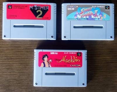 SNES SFC Mother 2 EarthBound Aladdin Street Fighter II JP Lot