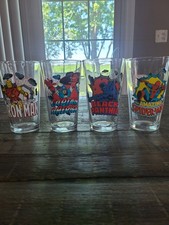 Marvel Comics drinking glasses, set of 4. Iron Man, Spiderman, Captain America