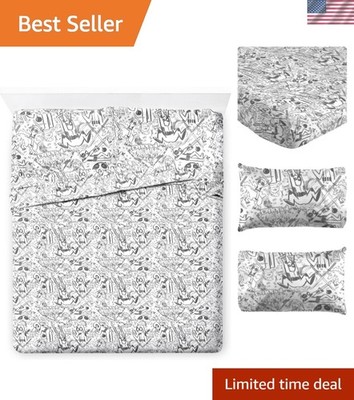 Sheet Set with Fitted, Flat Sheets & Pillow Cover - Ultra-Soft Bedding with P...