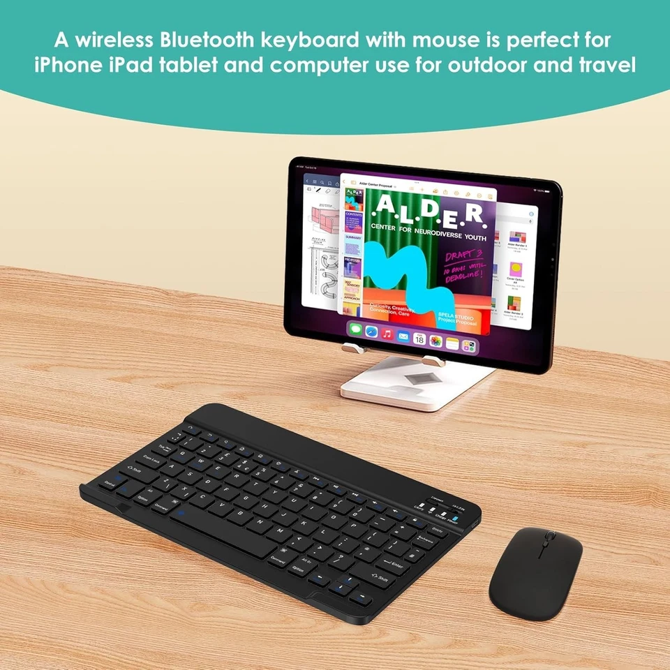 Clavier et souris Bluetooth ultra fin et rechargeable pour tablette Android..... - Photo 3/4