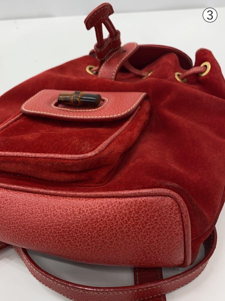 GUCCI Backpack Suede RED Solid Color From Japan - image 9