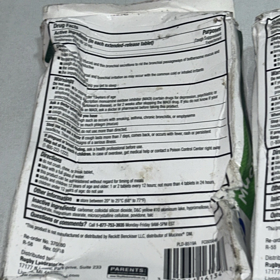 2 cajas selladas para aliviar la tos expectorante de alivio de moco de rugby 20 cada una dañadas Foto 3 de 4