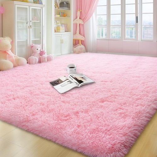 Fluffy Pink Area Rugs for Bedroom Girls Room, 6x9 Cute Shag Fuzzy Large ...